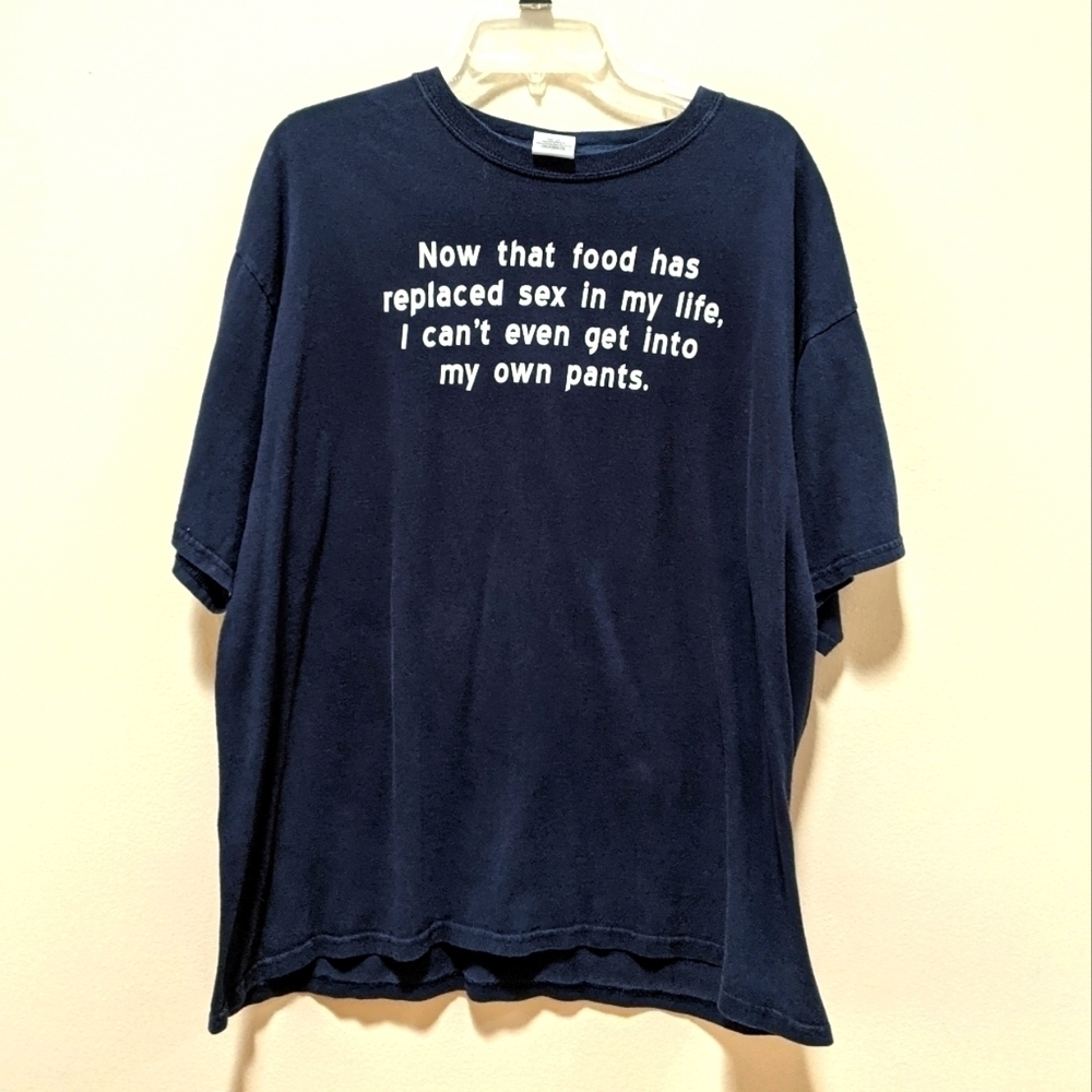 Gildan Men's Navy Sarcastic Funny Short Sleeve Graphic Tee Size XL